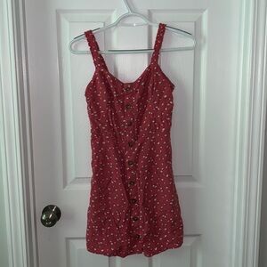 Dark pink dress with floral pattern